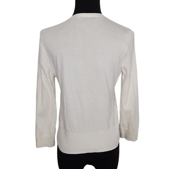 Lauren Ralph Lauren Green Label Tiny Button Cardigan Sweater Cream V Neck Y2K M - Picture 2 of 9